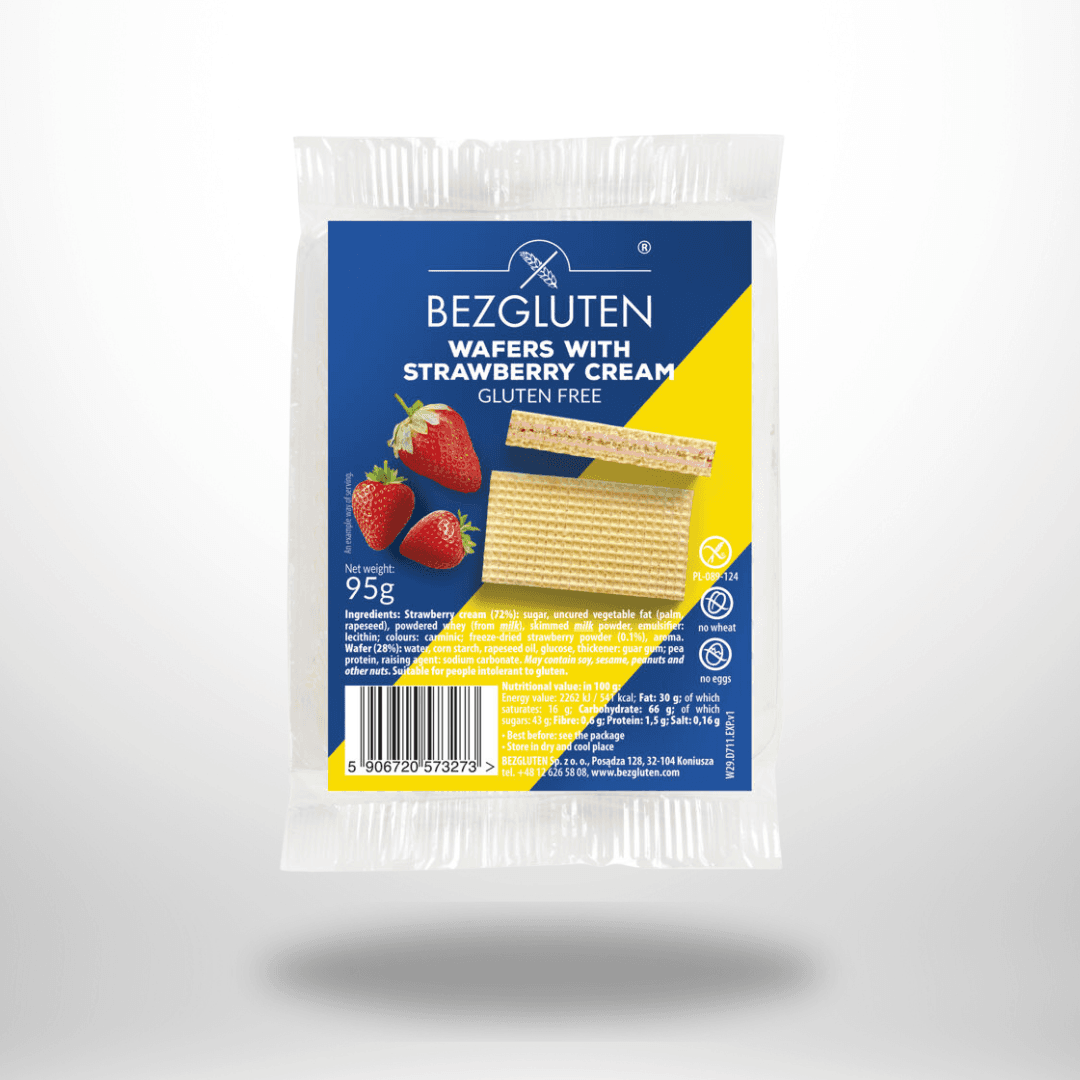 BezGluten Waffeln mit Erdbeerfüllung 95g