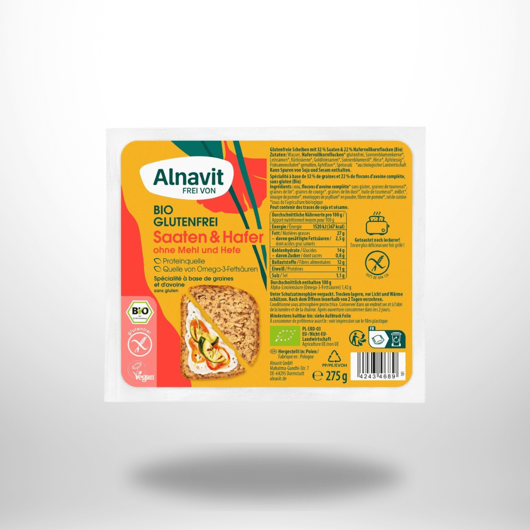 Alnavit Brot Saaten und Hafer Bio 275g
