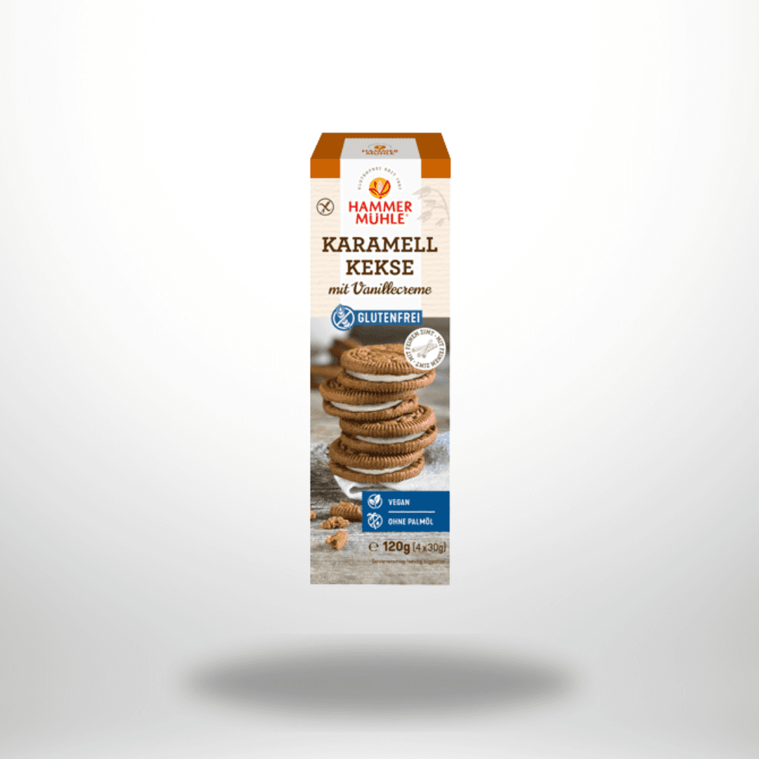 Hammermühle Karamell Kekse mit Vanillecreme glutenfrei (120g)