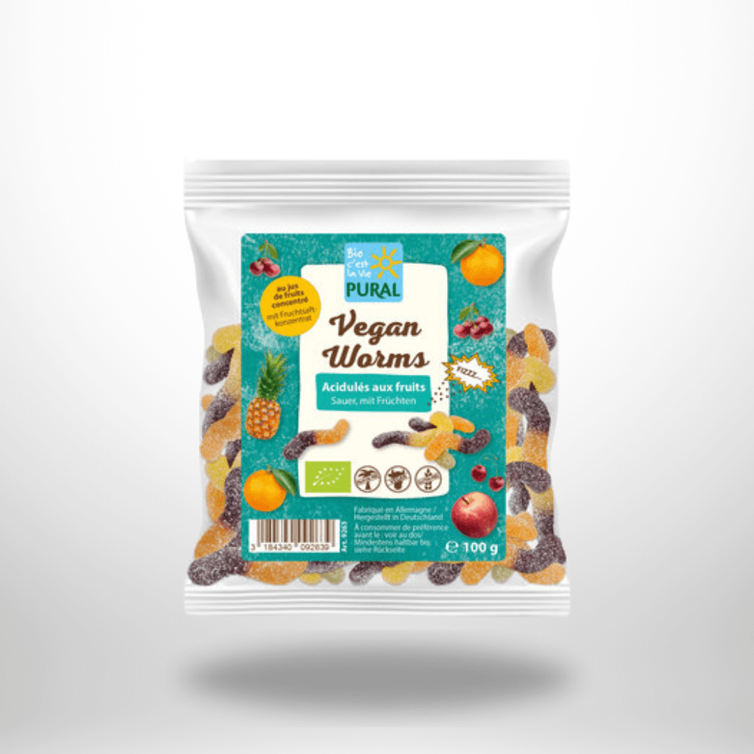 Pural Worms saure Fruchtgummi ohne Gelatine Bio 100g