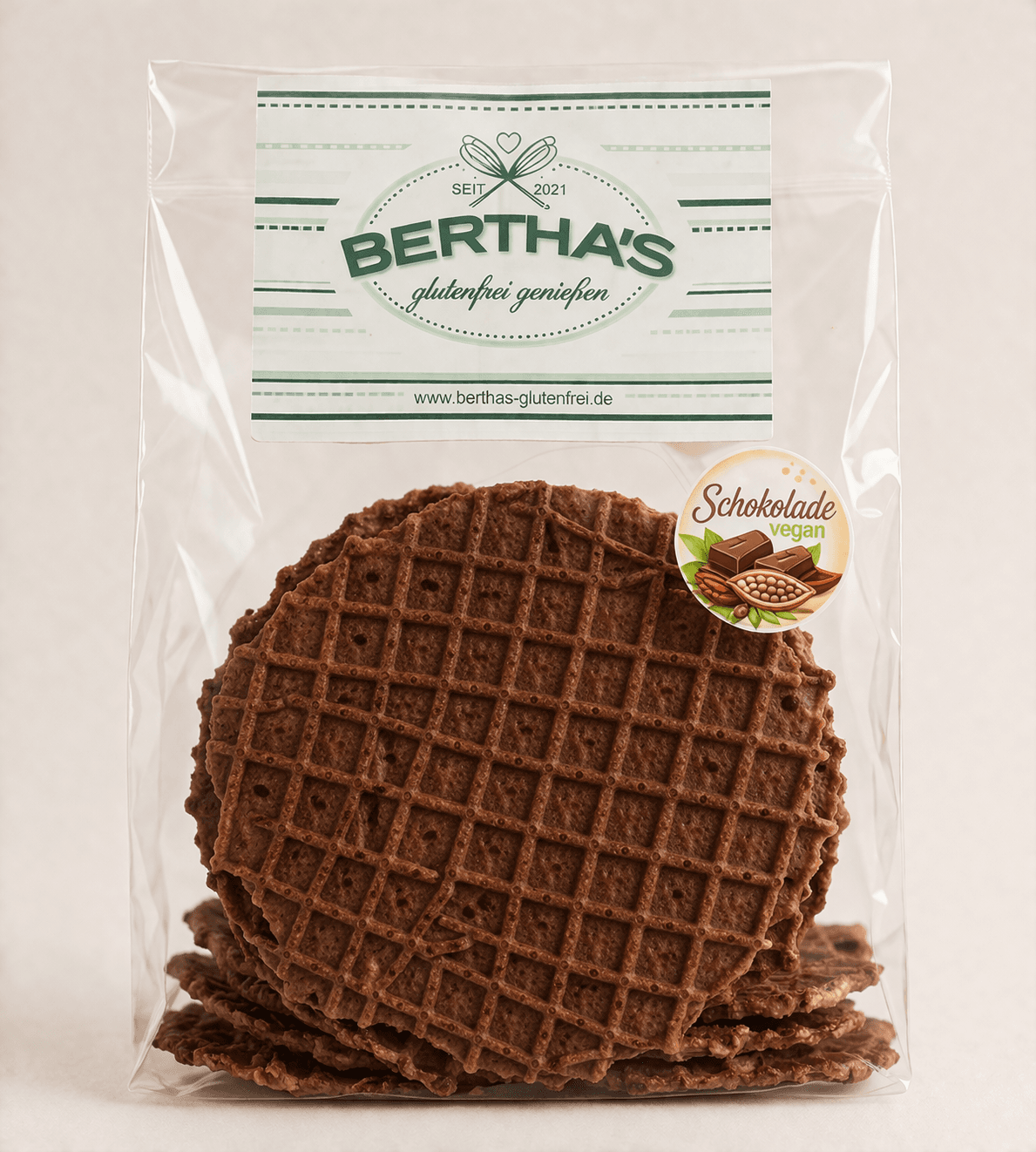 Bertha's vegane Schokoladenwaffeln 100g