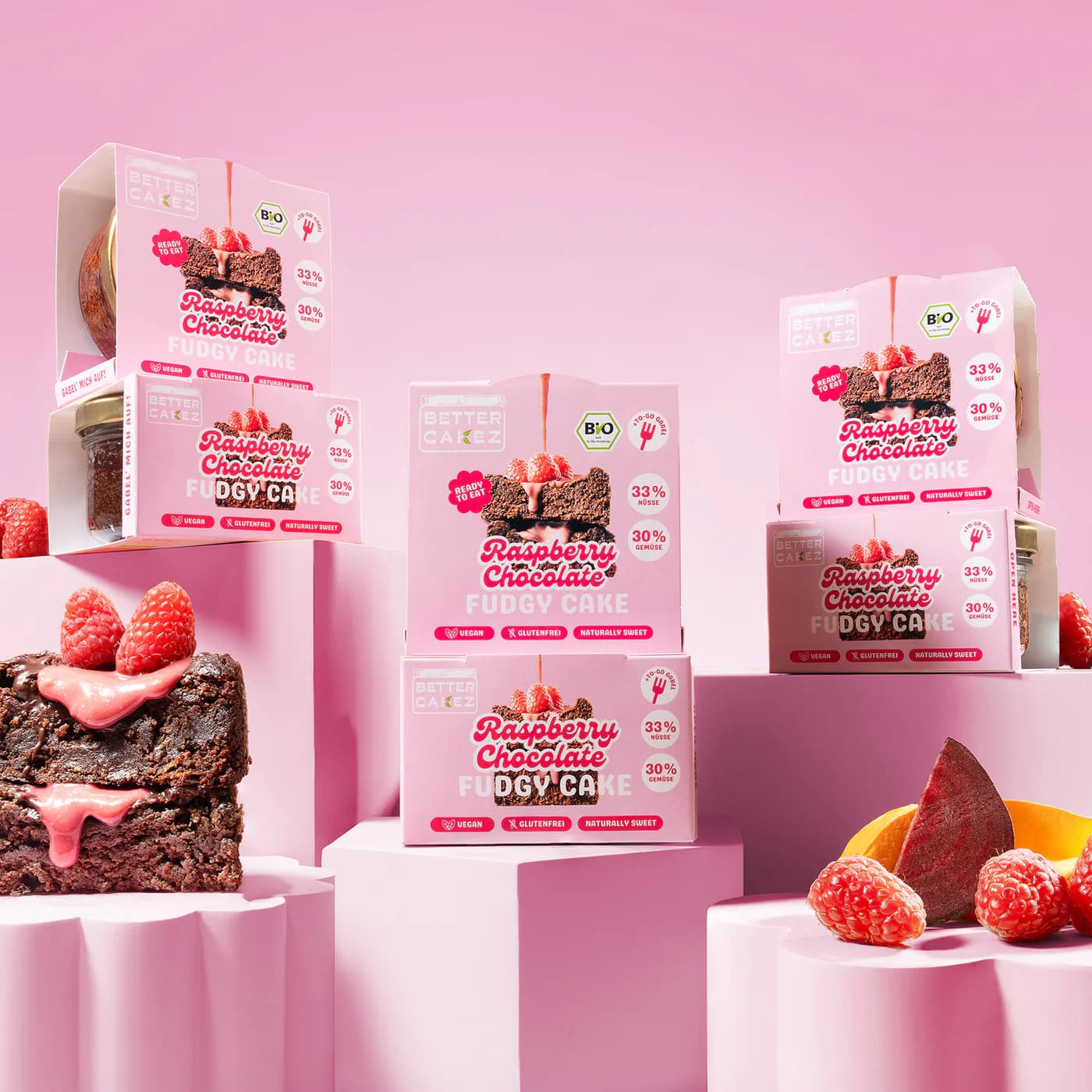 Better Cakez Raspberry Chocolate Fudgy Cake glutenfrei bio