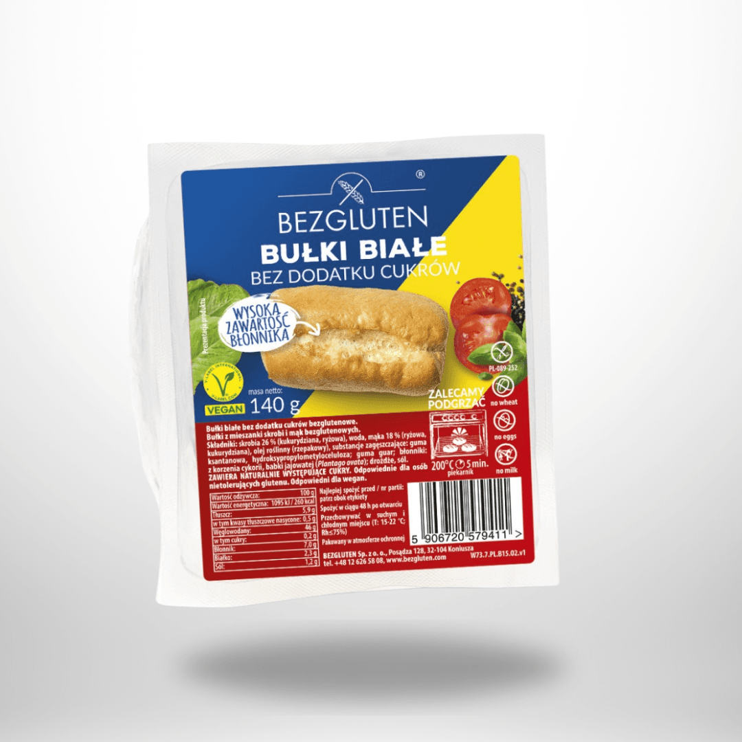 BezGluten Weiße Brötchen ohne Zuckerzusatz 140g