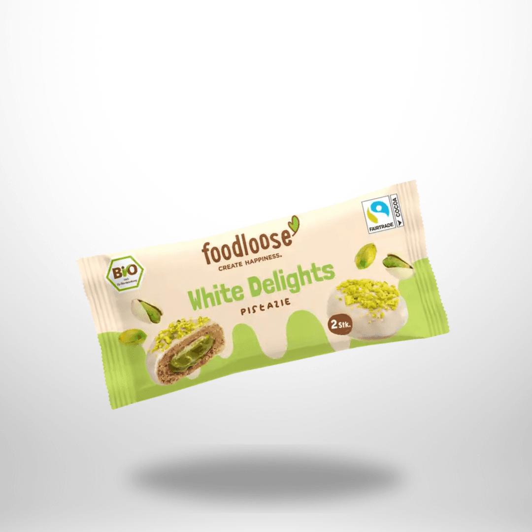 foodloose White Delights Pistazie | Veganer Bio-Snack mit Pistazien (40g)