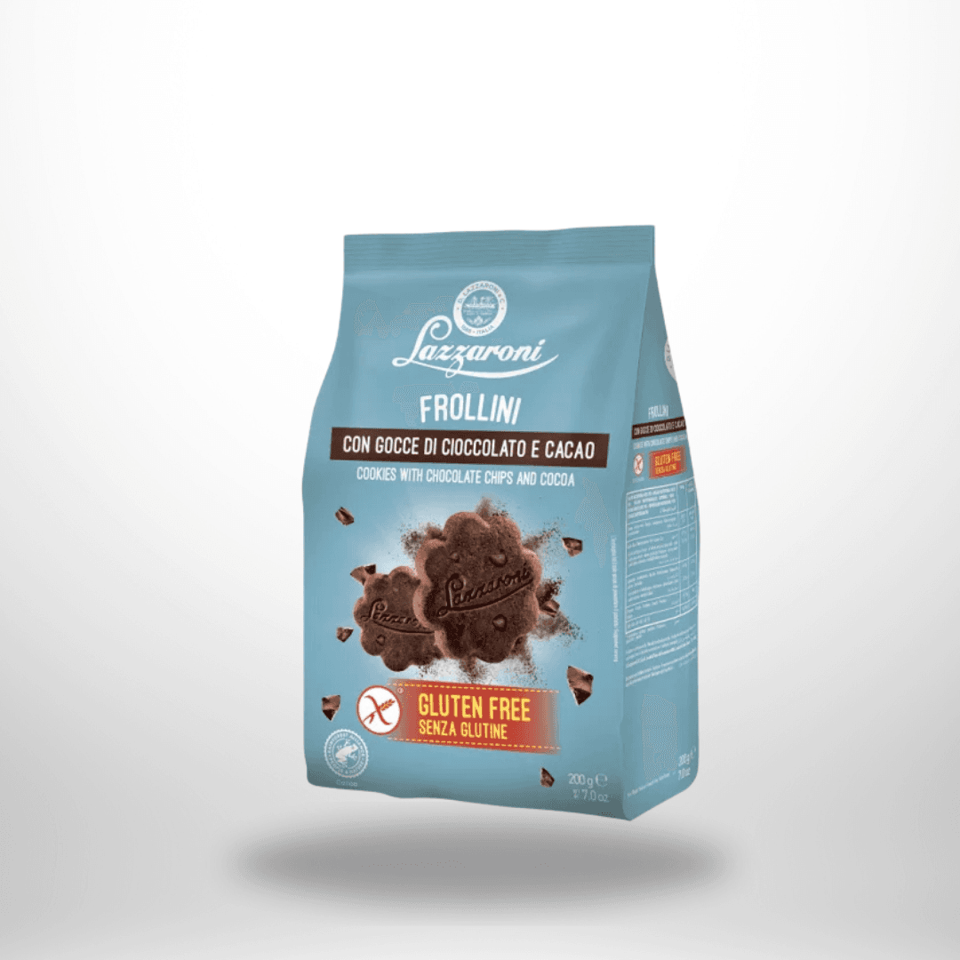 Lazzaroni Frollini con Gocce di Cioccolate e cacao Kekse mit Kakao und Schokoladenstückchen 200g
